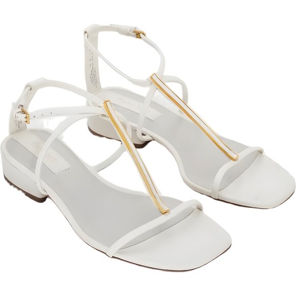 Franco Sarto Misty T-Strap Square Toe Sandals White Leather Women's US 7.5M - Picture 4 of 6